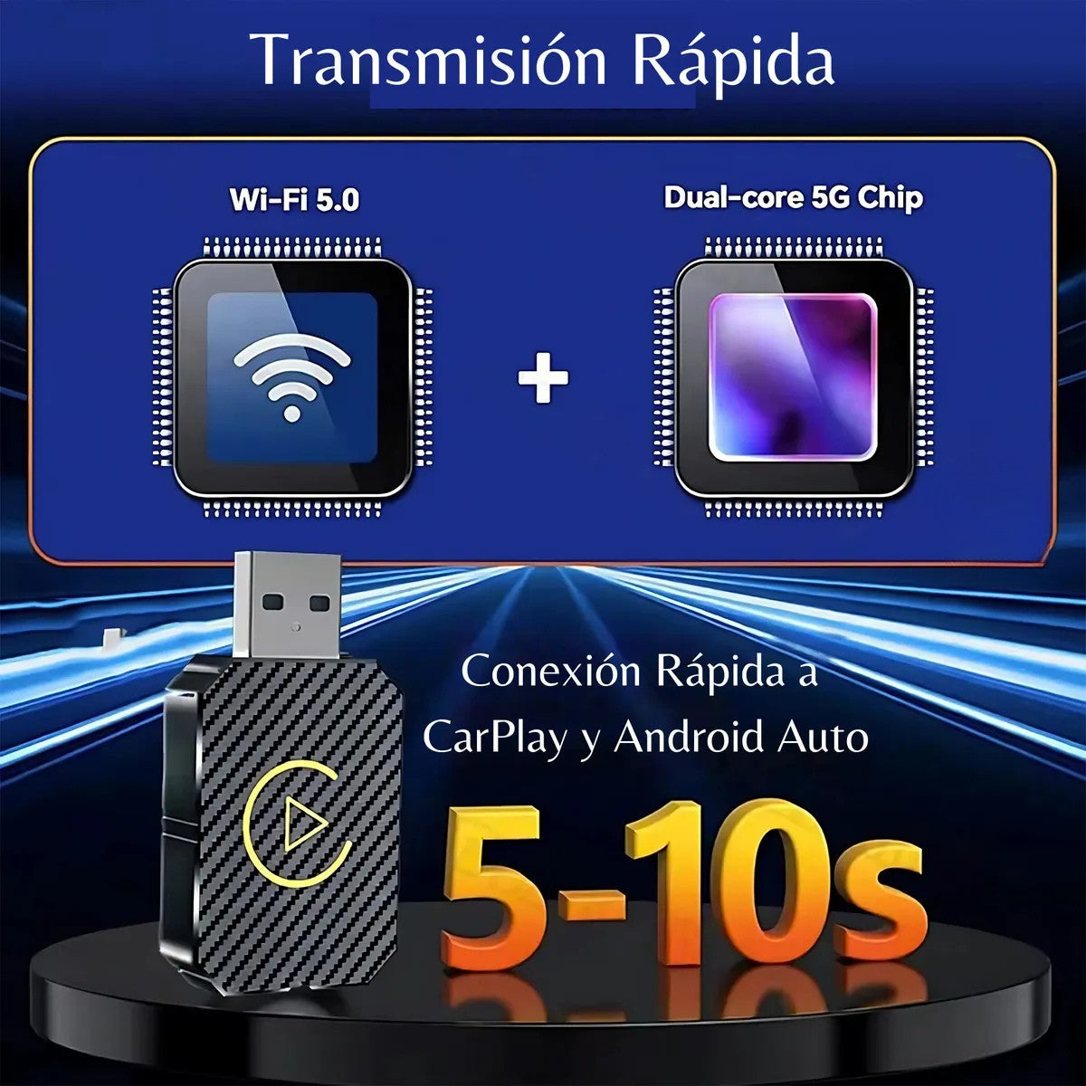 ADAPTADOR CAR PLAY INALÁMBRICO PARA CARRO BLUETOOTH