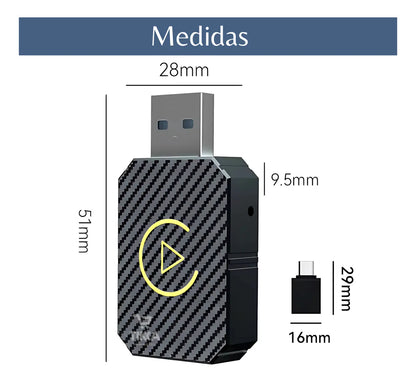 ADAPTADOR CAR PLAY INALÁMBRICO PARA CARRO BLUETOOTH