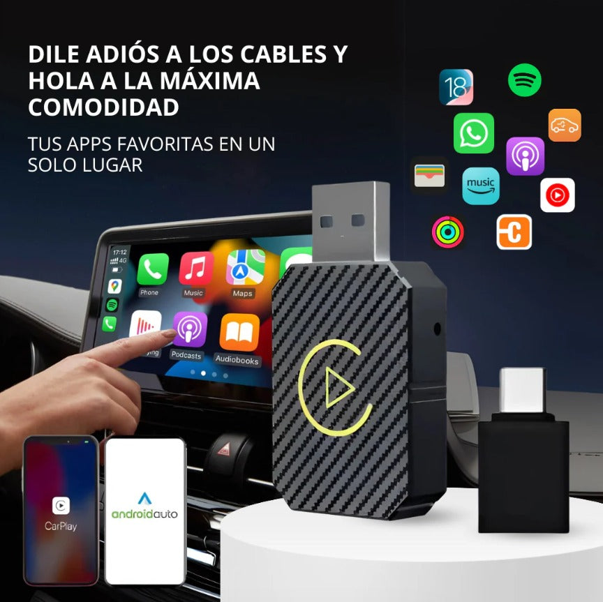 ADAPTADOR CAR PLAY INALÁMBRICO PARA CARRO BLUETOOTH